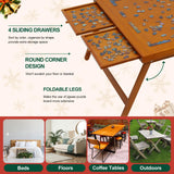 TEAKMAMA 1500 Piece Wooden Jigsaw Puzzle Board with 4 Drawers, Folding Puzzle Table with Protective Cover, Puzzle Board with Legs, Multifunctional Puzzle Board for Adults, 34W x 26.3D, Brown TEAKMAMA