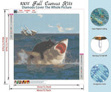 Piegricdiat Diamond Painting Kits,Cat Shark Diamond Art Kits for Adults Cross Stitch Full Drill Shiny Diamond Embroidery Pictures Arts Craft for Home Wall Decor Gift 16X16in/40x40cm-1 Piegricdiat