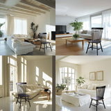 GABOEEN Wooden Windsor Dining Chairs Set of 2 Wood Dining Room Chair Black Spindle Side Kitchen Room Country Farmhouse Chairs GABOEEN