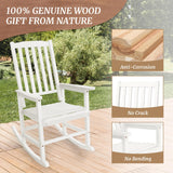 Cozyman Outdoor Rocking Chairs Set of 2, Acacia Wood Rocking Chairs, Patio Rocker Chair with Wide Seats, White Cozyman