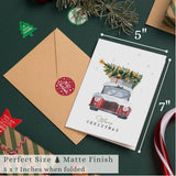 Merry Christmas Cards Boxed with Envelopes Set of 20 Cards - Woodlands Watercolor Designs on Heavy Duty Card Stock - 5x7 Inches Blank Inside - Bulk Christmas Cards with Matching Stickers Paper Play