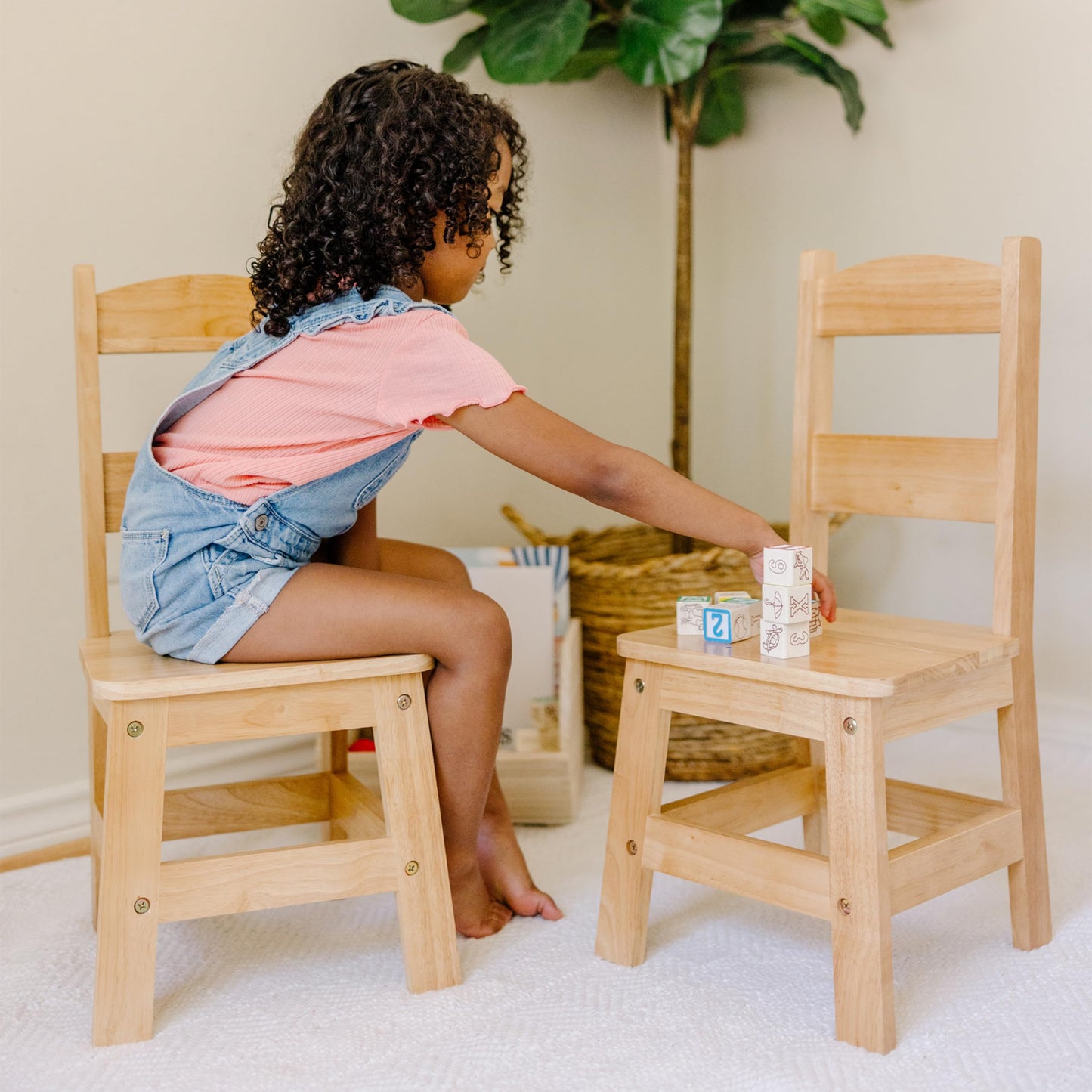 Melissa & Doug Wooden Chairs, Set of 2 - Blonde Furniture for Playroom - Kids Wooden Chairs, Children's Wooden Playroom Furniture