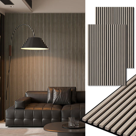 Art3d 2-Pack 48" x 24" Acoustic Wood Panels for Wall, Soundproof Wood Slat Panel for Wall and Ceiling, 3D Fluted Sound Absorbing Paneling for Interior Wall Decor, Living Room, Bedroom - Oak Art3d