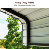 12x20 FT Heavy Duty Metal Carport Canopy with Galvanized Steel Roof, Multi-Use Shelter Outdoor Garage for Car, Boat, Party,Gray PURARELAX