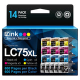 E-Z Ink Compatible Ink Cartridge Replacement for Brother LC75 LC71 LC79 XL to Use with MFC-J6510DW MFC-J6710DW MFC-J6910DW MFC-J280W MFC-J425W (5 Black, 3 Cyan, 3 Magenta, 3 Yellow) 14 Pack E-Z Ink