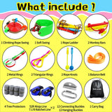 Ninja Slackline Ninja Warrior Obstacle Course for Kids-2x52ft with Swing, Rope Ladder,Climbing Bar,Ring,Outdoor Ninja Course Training Equipment Set for Backyard Just.smile