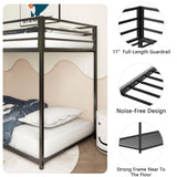 HXERY Bunk Bed Twin Over Twin, 54" Inch Metal Floor Bunk Bed with 11" Guardrails and Convertible Side Ladder. Black HXERY