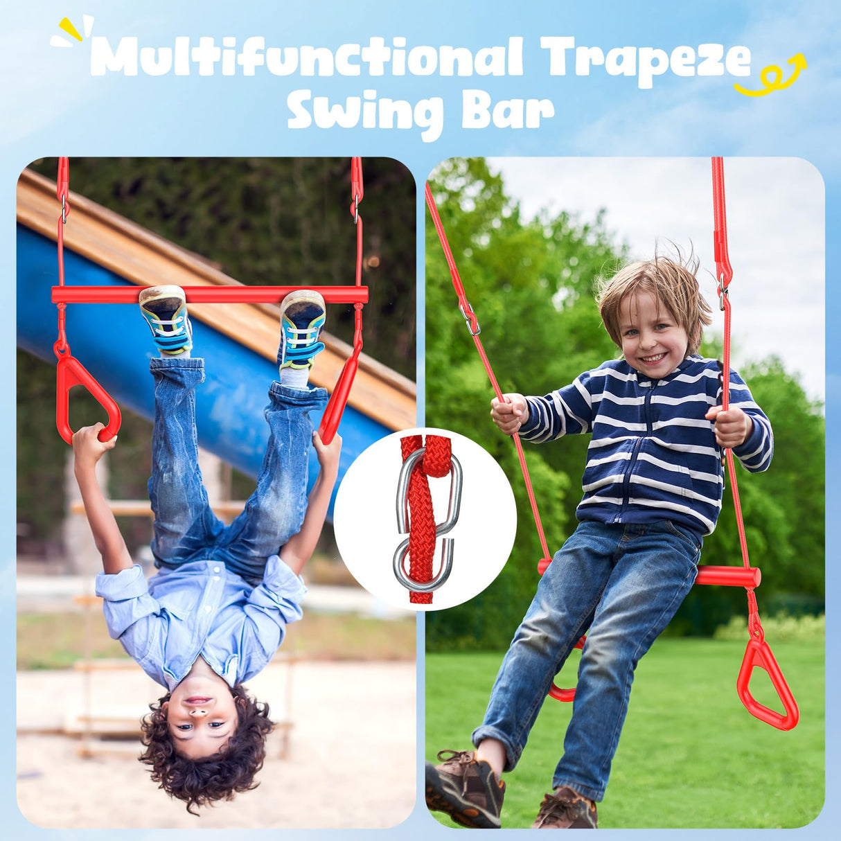 Hapfan 65 ft Ninja Warrior Obstacle Course for Kids with Swing, Ninja Rope Course with 11 Obstacles for Backyard Outside, Tree Slackline Jungle Gym Outdoor Hapfan