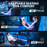 GTPLAYER Gaming Chair, High Back Leather Computer Gaming Chair with Footrest, Ergonomic Height Adjustable Office Chair with Removable Cover and Lumbar Support for Gaming and Work (White) GTPLAYER