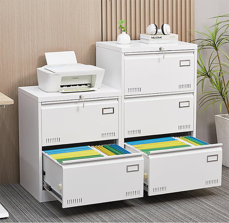 Gustonhon 3 Drawer Metal Lateral File Cabinet with Lock,Office Vertical Files Cabinet for Home Office/Legal/Letter/A4, Locking Wide Metal File Cabinet,Assembly Required (White, 3 Drawer) Gustonhon