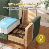 Loveseat Sofa with Solid Wood Legs,48" Small Corduroy Couches for Small Spaces, Mid Century Modern Love Seat for Living Room, Bedroom, Easy Assembly with Throw Pillow, Green Vesgantti