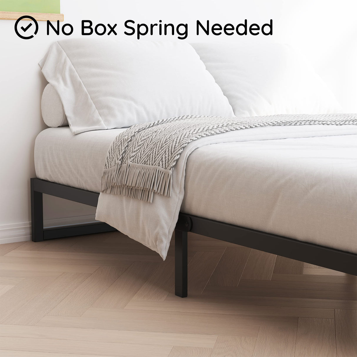 Richwanone 10 Inch Cal King Bed Frame Heavy Duty Metal Platform Mattress Foundation with Steel Slat Support, No Box Spring Needed, Easy Assembly, Black Richwanone