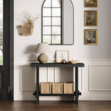 Nathan James Virgo Wood Accent Storage Console Sofa Table, for Entryway, Hallway or Living Room, Reclaimed Black Oak Nathan James