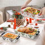 Peohud Set of 3 Casserole Dishes for Oven, Porcelain Baking Dishes with Handle, Large Rectangular Lasagna Pans, Ceramic Bakeware Set for Cooking, Kitchen, Cake Dinner, Banquet and Daily Use Peohud