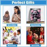 DPHERO Skeleton Diamond Painting Kits for Beginners Adults,5D DIY Rose Flowers Diamond Art Kits,Round Full Drill Skull Horror Painting Art,DIY Paint by Numbers for Home Wall Decor 12x16 inch DPHERO