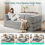 LINSY HOME 79'' Convertible Sofa Bed - Boneless Compression Sofa Folding Loveseat Sleeper - Foldable Corduroy Couch Bed for Living Room Bedroom - Modular Sectional Compressed Sofa in Box, Grey LINSY HOME