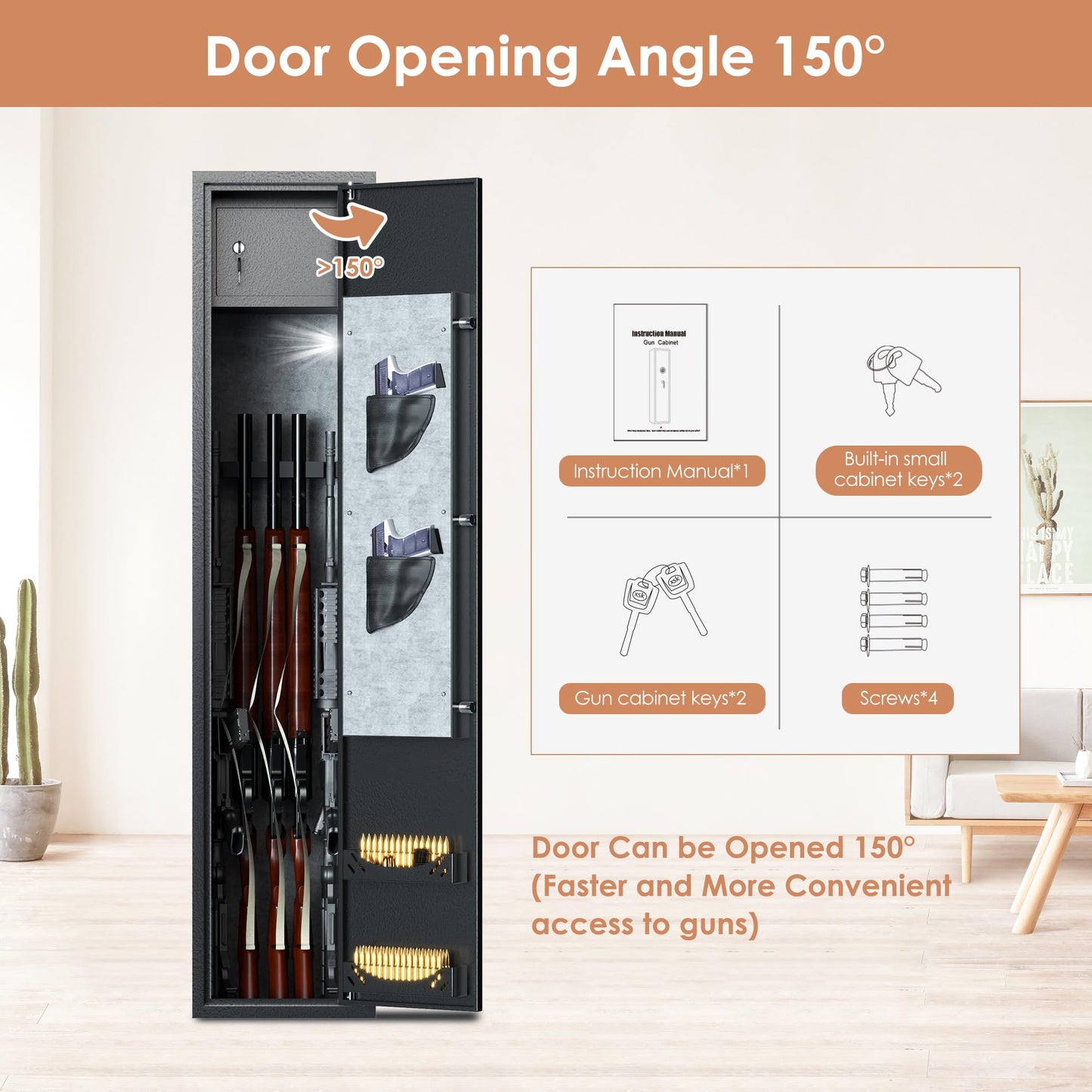 NICOMOW 5 Rifle Gun safes, Household Rifle and Pistol safes,Rifle and Shotgun Speed Gun safes with Two Cartridge Boxes,Small safes and Removable Shelves - WoodArtSupply