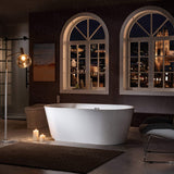 WOODBRIDGE 67" Acrylic Freestanding Bathtub Contemporary Soaking White Tub with Brushed Nickel Overflow and Drain，B0013-BN WOODBRIDGE