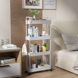 SOLEJAZZ Slim Storage Cart, 4 Tier Bathroom Organizer Mobile Shelving Unit, Rolling Utility Cart Slide Out Organizer for Kitchen, Bathroom, Laundry, Narrow Places, Gray SOLEJAZZ