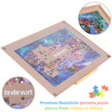 Lavievert Wooden Jigsaw Puzzle Board with Dust-Proof Cover, Lightweight & Portable Puzzle Mat Storage Saver with Non-Slip Surface for Up to 1000 Pieces - Khaki LAVIEVERT