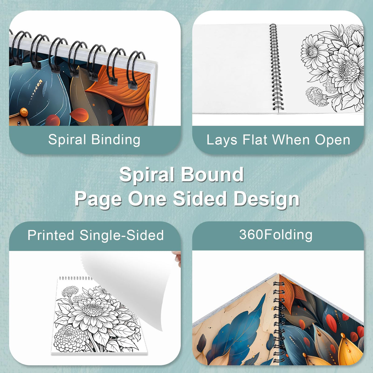 Mandala Coloring Book for Adults - Spiral Bound, One-Sided Design With Thick Paper for Relaxation and Mindfulness - Valentine Gift for Women CKMOREL