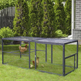 Chicken Coop Run Large Metal Frame Extension Outdoor 14.3ft²Lockable Playpen for Chicken, Rabbit, Duck, Run Only Aivituvin