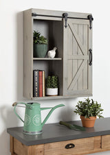Kate and Laurel Cates Decorative Wood Wall Storage Cabinet with Sliding Barn Door, Rustic Gray Kate and Laurel