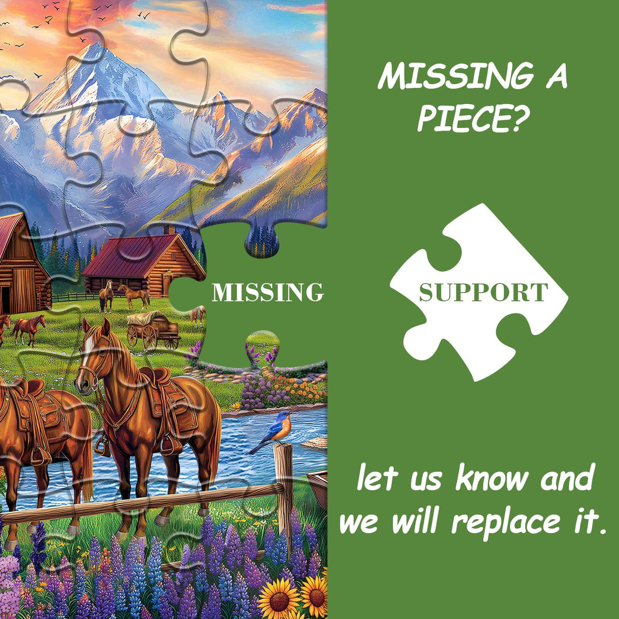 Horse Puzzles for Adults 1000 Piece, Nature Landscape Puzzles Flower Mountain Scenery, Challenging Jigsaw Puzzles with Animals Scenic PICKFORU