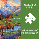 Horse Puzzles for Adults 1000 Piece, Nature Landscape Puzzles Flower Mountain Scenery, Challenging Jigsaw Puzzles with Animals Scenic PICKFORU