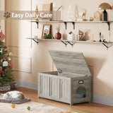 DINZI LVJ Cat Litter Box Enclosure, Flip Top Litter Box Furniture, Farmhouse Hidden Cat Washroom, Wooden Pet House, End Side Table, 39.4" L x 19.7" W x 19.7" H, Sturdy and Easy to Assemble, Gray Wash DINZI LVJ