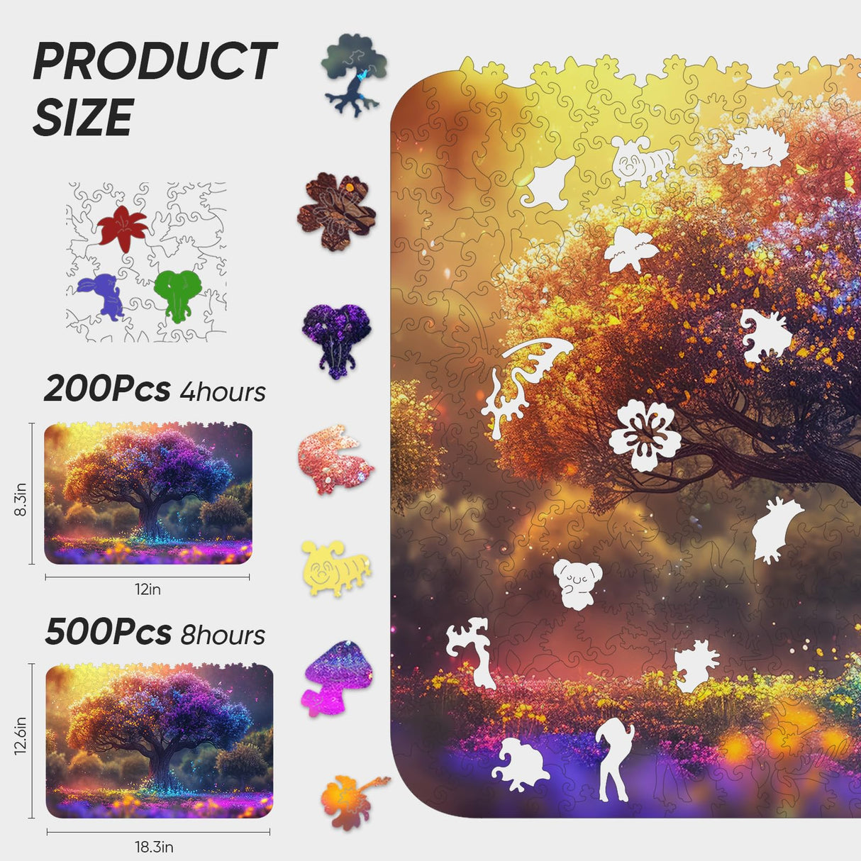 Wooden Puzzles for Adults,Tree of Life Wooden Jigsaw Puzzles 200pcs,8.3x12in,Medium,Unique Shape Adult Puzzles,Irregular Wood Puzzles Creative for Adults and Kids Family Game Qiuenisray