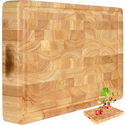 Cutting Board (17x13x1,5in) Wood Cutting Board, End Grain Cutting Board, Wooden Butcher Block, Chopping Board - Reversible Multipurpose For Kitchen - WoodArtSupply