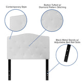 EMMA + OLIVER Tufted Upholstered Twin Size Headboard in White Fabric EMMA + OLIVER