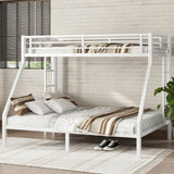 Bellemave Metal Twin XL Over Queen Bunk Bed for Adults/Kids,Heavy Duty Adults Bunk Beds with Guardrail & Ladders,Twin XL Over Queen Size Bunk Beds for Teens,White Bellemave