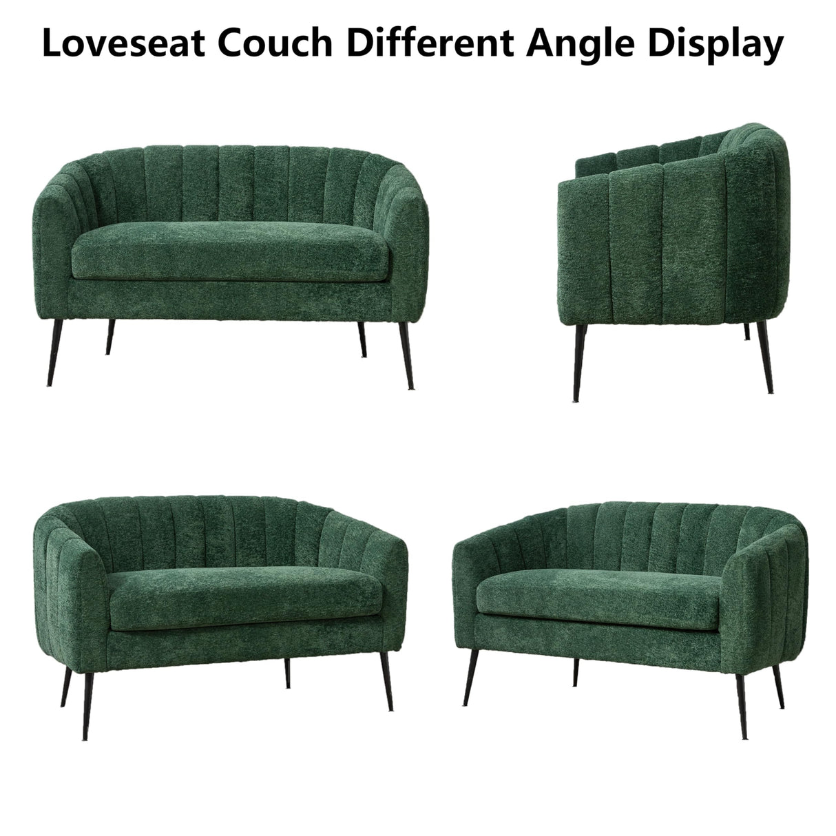 OIKIIWOO 50.2" Small Sofa Couch for Small Spaces,Modern Corduroy Loveseat Couches,Oval 2 Seater Sofas Love Seat with Metal Legs for Apartment,Bedroom,RV. (Green, 50.2") OIKIIWOO