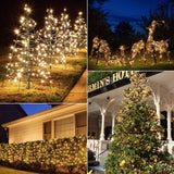 Battery Operated Christmas Lights 2 Pack 18 Feet 50 LED Clear Mini String Lights with 8 Modes Waterproof Tree Lights for Xmas Outdoor Indoor Holiday Party Garden Decor, Warm White Brightown