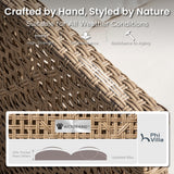 PHI VILLA Wicker Patio Furniture Set, Outdoor L-Shaped Sectional Sofa with Cushions and Acacia Wood Coffee Table, Boho Style for Garden, Deck, or Poolside Lounge，Beige PHI VILLA