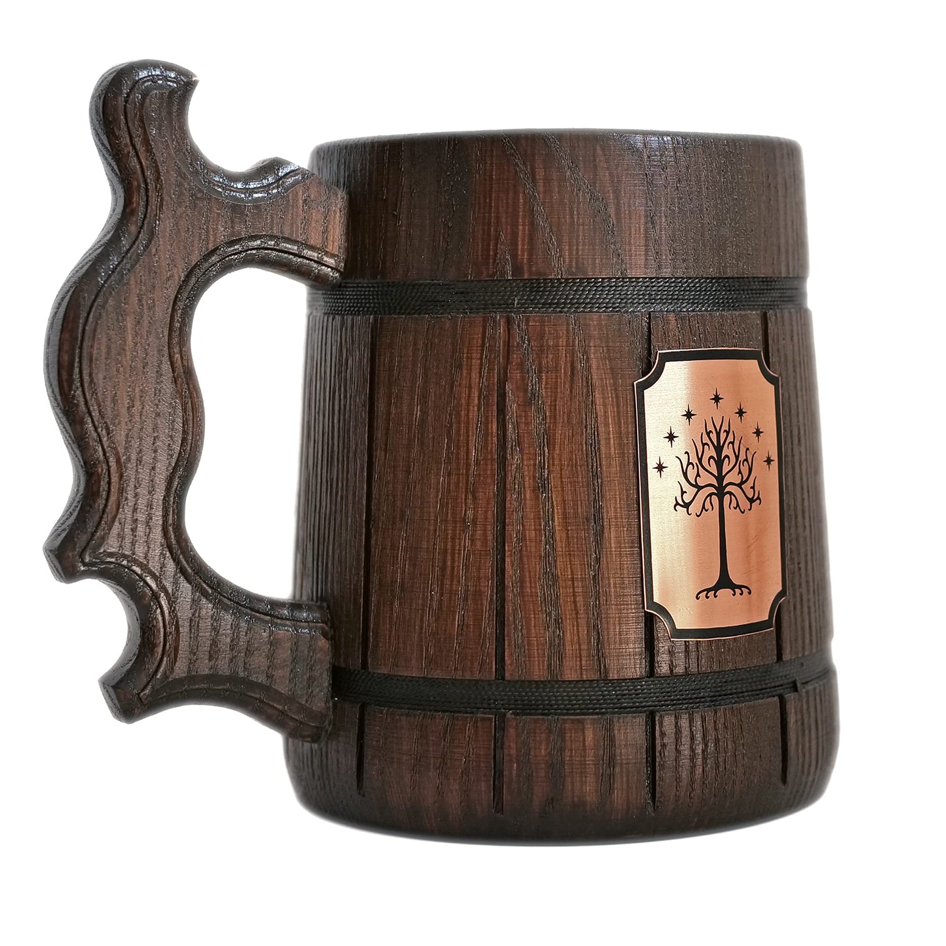 Tree Of Gondor Mug. Lord Rings Mug. Hobbit Mug. Wood Beer Steins. Gift Frodo Wooden Beer Mug Tankard. Gondor Mug. Hobbit Gift #97/0.6L / 22 ounces - WoodArtSupply