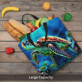 FHEDVBN Sea Turtles Diamond Painting Tote Bags for Women Canvas Tote Purse Large Shoulder Bag Aesthetic Shopping Bags Reusable Grocery Bag Hobo Bags Casual Handbags, Top Zipper Closure FHEDVBN