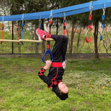 Double Ninja Slackline Obstacle Course for Kids | 110 Foot Line | Monkey Bars Playground Equipment | Ninja Warrior Obstacle Course for Kids | Patented Double Line Design (Deluxe) Lily's Things