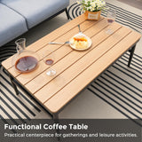 Jocoevol 4 Pieces Outdoor Sofa Conversation Set, 4 Seats Couch Set with Table, Metal Frame Rope Weaving Design UV Resistance Waterproof for Patio Garden Balcony, Grey Jocoevol