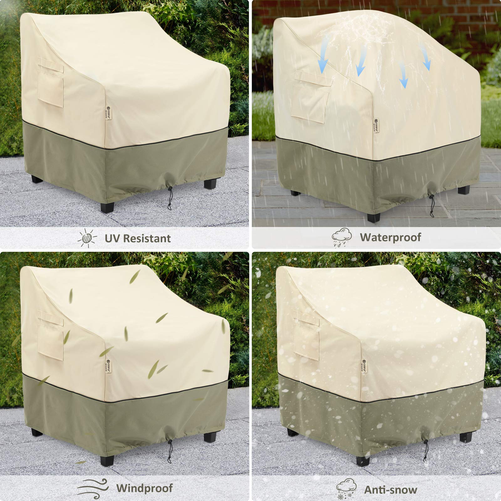 COSFLY Outdoor Furniture Patio Chair Covers Waterproof Clearance, Lounge Deep Seat Cover, Lawn Furnitures Covers Fits up to 32W x 37D x 36H inches(2 Pack) - WoodArtSupply