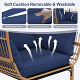 GarveeLife Paito Egg Chair Oversized Lounger, Wicker Egg Rattan Chair Outdoor Indoor, 500 Lbs Egg Shape Balcony Chair for Living Room, Balcony, Backyard GarveeLife