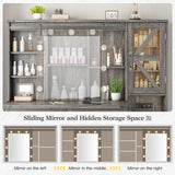 EnHomee 47.2"W Farmhouse Vanity Makeup Vanity Desk with Mirror and Lights,Vanity Table with 4 Drawers & Shelves Big Makeup Desk with Charging Station for Bedroom, Dark Rustic Oak (Stool not Included) EnHomee