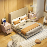 Anbuy 9 Drawer Dresser and Night stand Sets for Bedroom, Two Drawers Nightstand Set of 2 & 9 Drawer Dresser Combo 3 Pieces (Pink) Anbuy