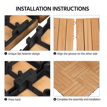 Yaheetech 55pcs Patio Deck Tiles 12 x 12in Interlocking Wood Composite Deck Wooden Flooring Deck Tiles Fir Wood Indoor & Outdoor, Natural Wood - WoodArtSupply