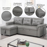 Naomi Home Transform Any Space: Sleeper Sectional Sofa with Convertible Sofa Bed & Inviting Chaise. Find Tranquil Comfort with Stress-Relieving Design & Durable Cushions - Gray/Air Leather Naomi Home