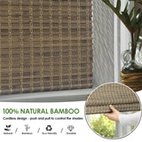 LazBlinds Driftwood Cordless Bamboo Roman Shades – Room Darkening Privacy Blinds for Windows (30.5" W x 64" H) LazBlinds