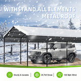Vigo huseeo 12x20x8.7 FT Carport with Galvanized Steel Roof, Heavy Duty Metal Carport Canopy, Metal Carport Garage for Pickup, Boat, Car and Tractors, Grey Vigo huseeo