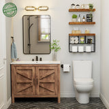 KLUVIS Bathroom Floating Shelves for Wall - Shelf Over Toilet Storage Small Farmhouse Decor Shelves (15.7 inch, Set of 3, Rustic Brown) KLUVIS